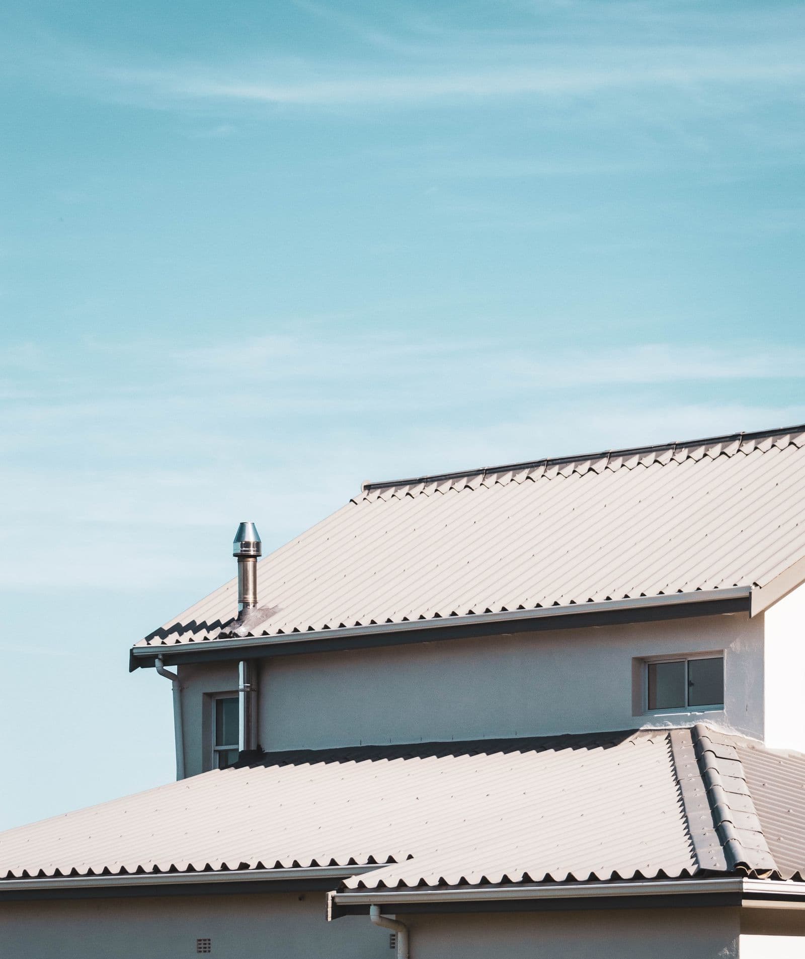 Residential roofline after soft wash roof cleaning